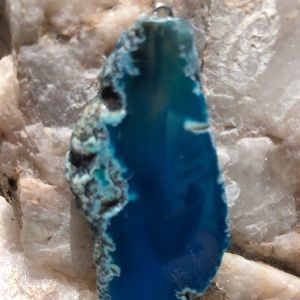 Geode Sliced Gemstone  Pendant with bail